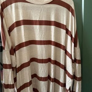 Maurices Beige and Brown Long Sleeve Tee with Slit